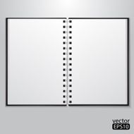 Open notebook with white page