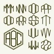 Set 1 template three letter to create a monogram