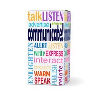 communicate word on product box