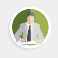 Vector round icon silhouette successful man