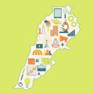 Map of Lebanon with technology icons