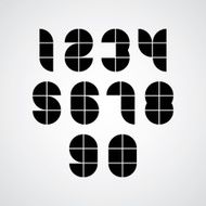 Black spherical geometric sectored comic numbers