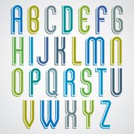 Slim bright animated uppercase letters with rounded corners