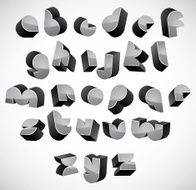 3d futuristic font geometric dimensional letters set