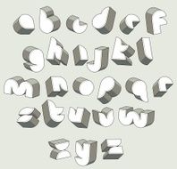 3d futuristic font geometric dimensional letters set N2