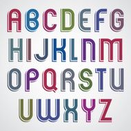 Colorful cartoon font rounded upper case letters