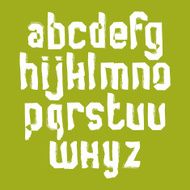 Lowercase calligraphic letters drawn with ink brush white font N2