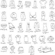 hand drawn set of cloths doodles N2