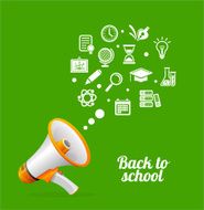Vector Megaphone and icon Back to school concept
