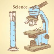 Sketch scientific set in vintage style