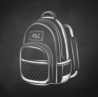 Chalkboard drawing of school bag