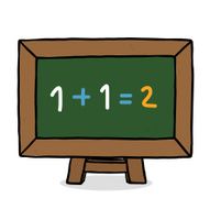 mathematics chalk written on green board