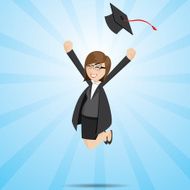 cartoon businesswoman in graduation form