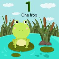 Illustrator of number one with frog