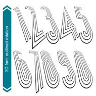 3d vector retro tall font with visual rotation effect doodle N2