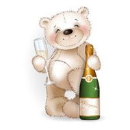 Bear and champagne