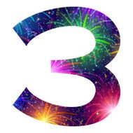 Number of colorful firework three
