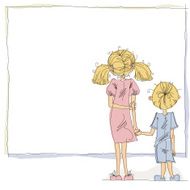 Girl and boy looking at blank board N2