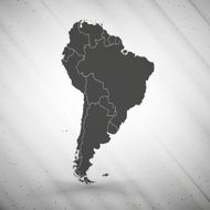 South America map on gray background grunge texture vector illustration