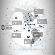 North and South America map vector infographic design illustration for