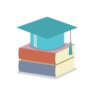 Mortarboard With Books Education Concept vector illustration
