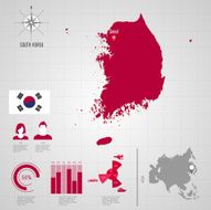 SOUTH KOREA flag Asia World Map