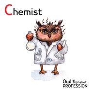 Alphabet professions Owl Chemist character on a white background Vector N2