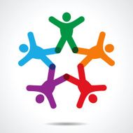 Colored People Chain Turning Star Shape N2