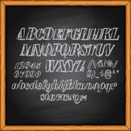 Alphabet characters on chalkboard