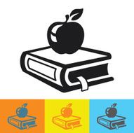 School book with fresh apple icon