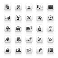 White Button Icons Set N12