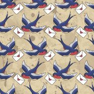 Old school pattern with birds and letters N5
