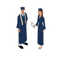 Graduating man and woman illustration
