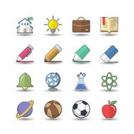 Flat color style School and Education icons set