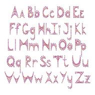 Vector English alphabet embroidered on cardboard N2