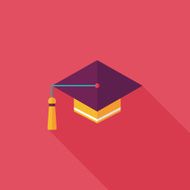 Education Cap flat icon with long shadow eps10 N17