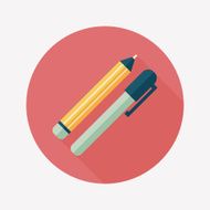 Pencil and pen flat icon with long shadow eps10 N13