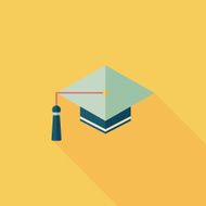 Education Cap flat icon with long shadow eps10 N18