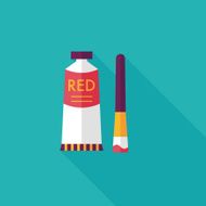paint brush flat icon with long shadow eps 10 N16