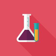 test tube flat icon with long shadow N86