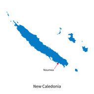 Detailed vector map of New Caledonia and capital city Noumea