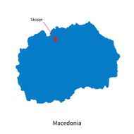 Detailed vector map of Macedonia and capital city Skopje