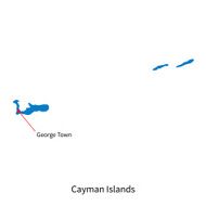 Vector map of Cayman Islands and capital city George Town