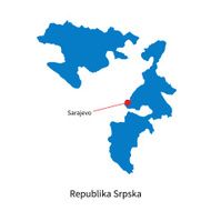 Detailed vector map of Republika Srpska and capital city Sarajevo