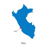 Detailed vector map of Peru and capital city Lima