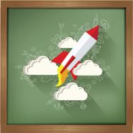Rocket design on blackboard background clean vector