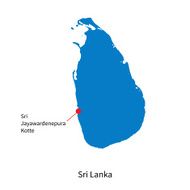 Detailed vector map of Sri Lanka and capital city