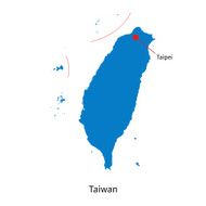 Detailed vector map of Taiwan and capital city Taipei