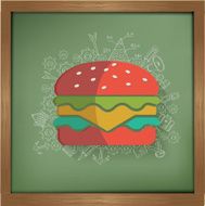Hamburger design on blackboard background clean vector