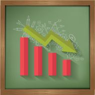 Graph down design on blackboard background clean vector